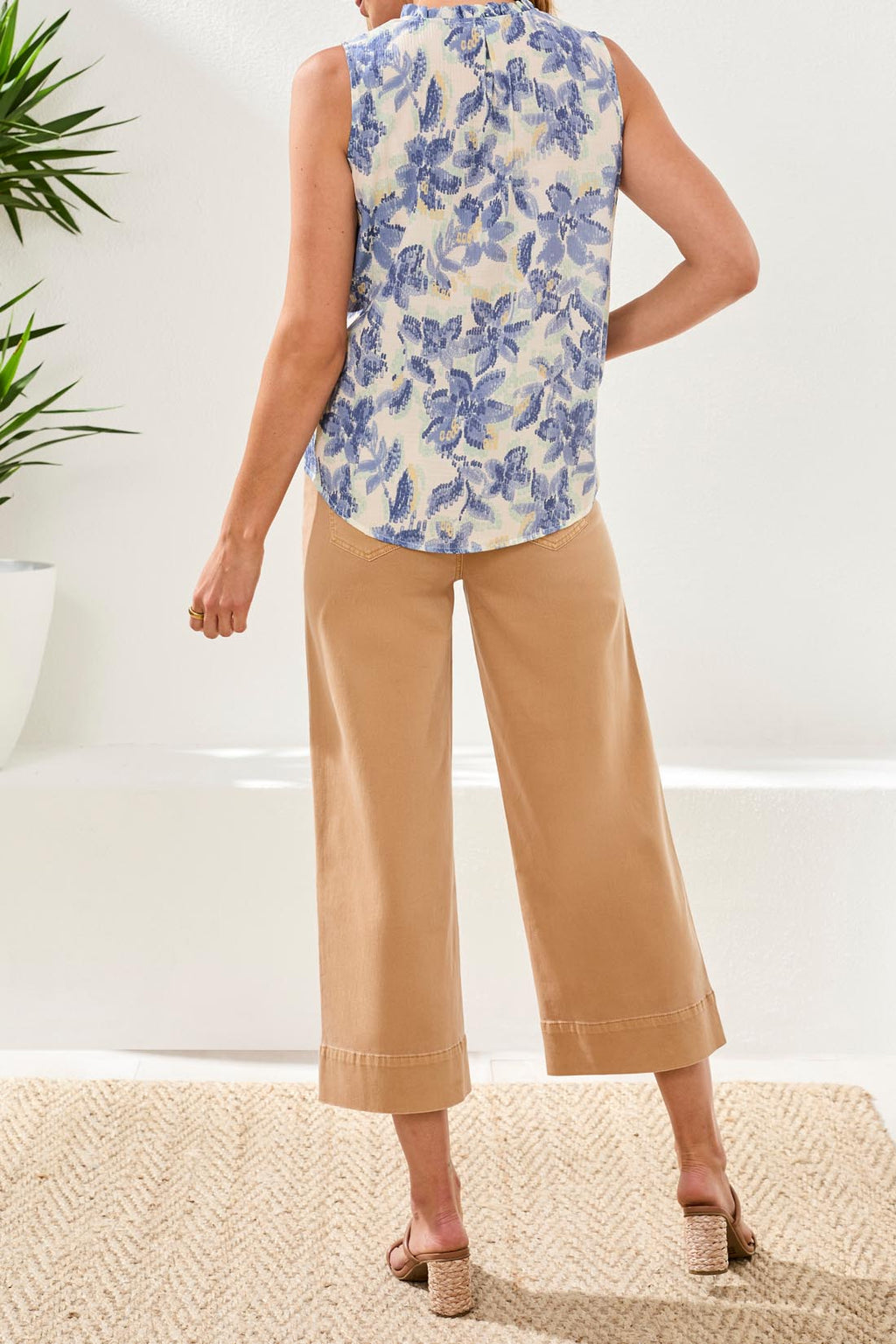 Blouse with Frill Neck & Contrast Cord