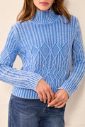 Mock Neck Cable Knit Cotton Sweater