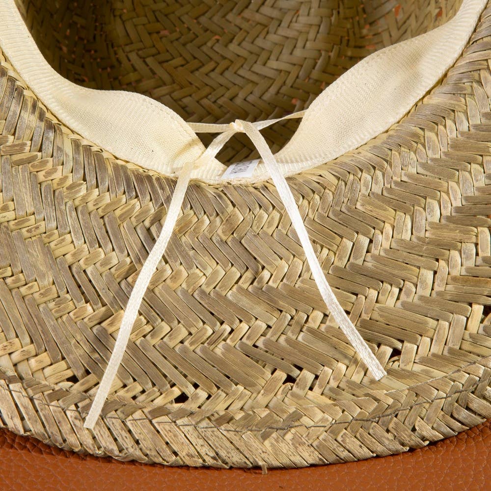 Western Leather Strap Straw Cowboy Hat