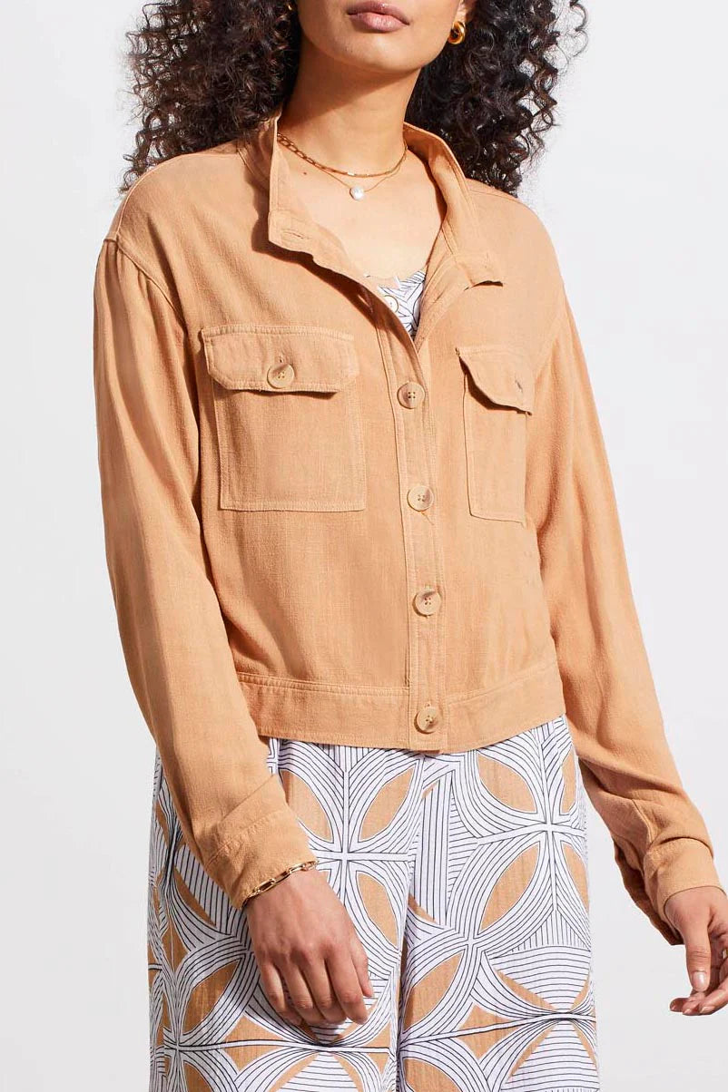 Cropped Linen Blend Jacket
