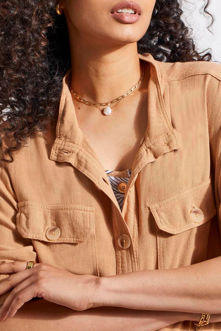 Cropped Linen Blend Jacket