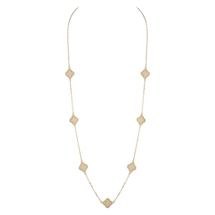 4-Leaf Clover Brass Long Necklace 700-109
