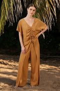 Wide Leg Tie-Front Drawstring Pants