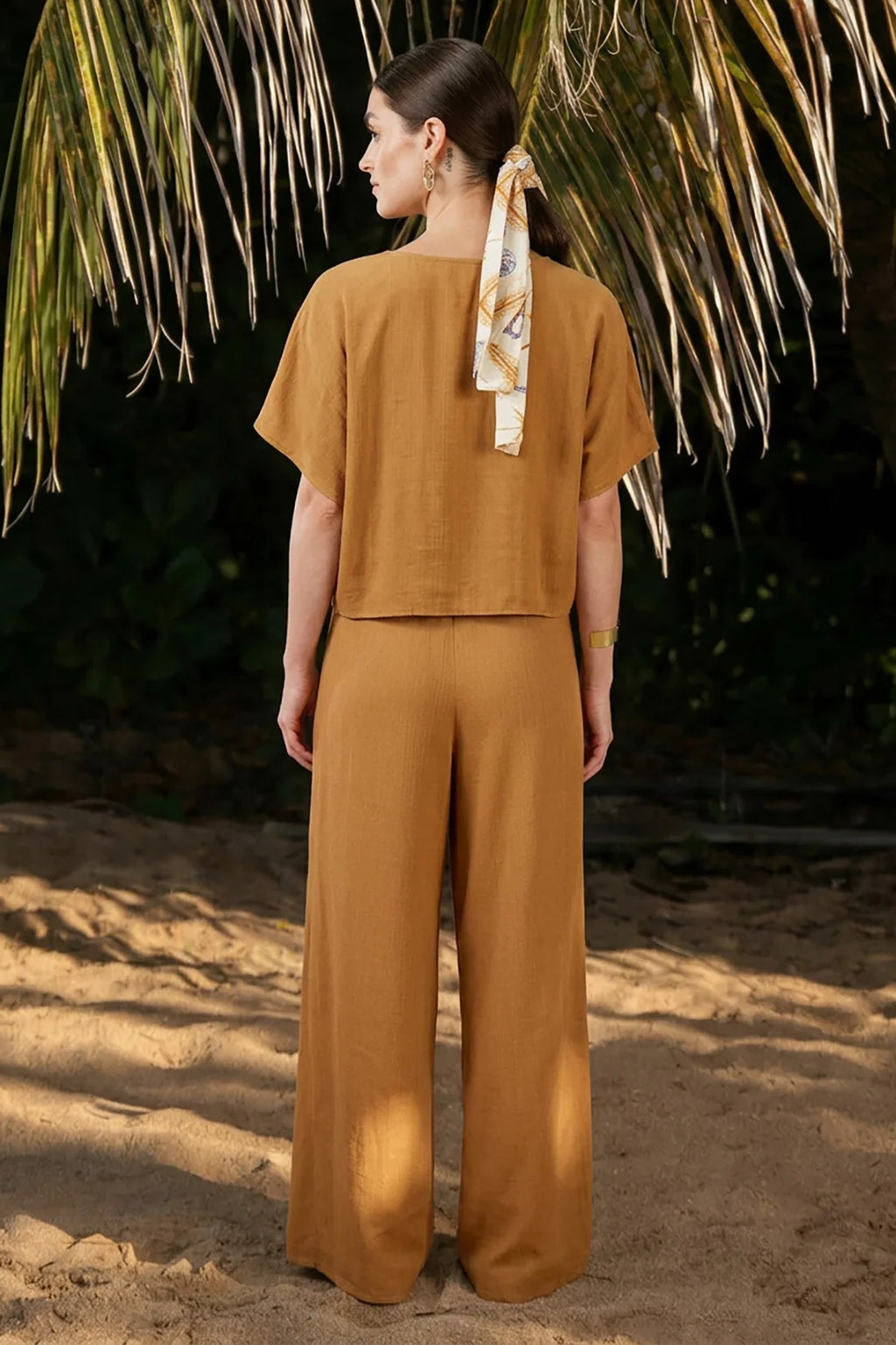 Wide Leg Tie-Front Drawstring Pants