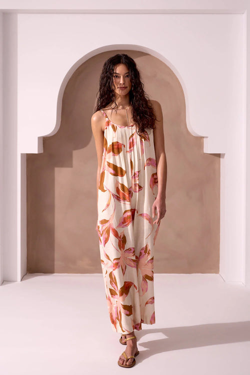 Soft Linen V-Back Wide-Leg Jumpsuit