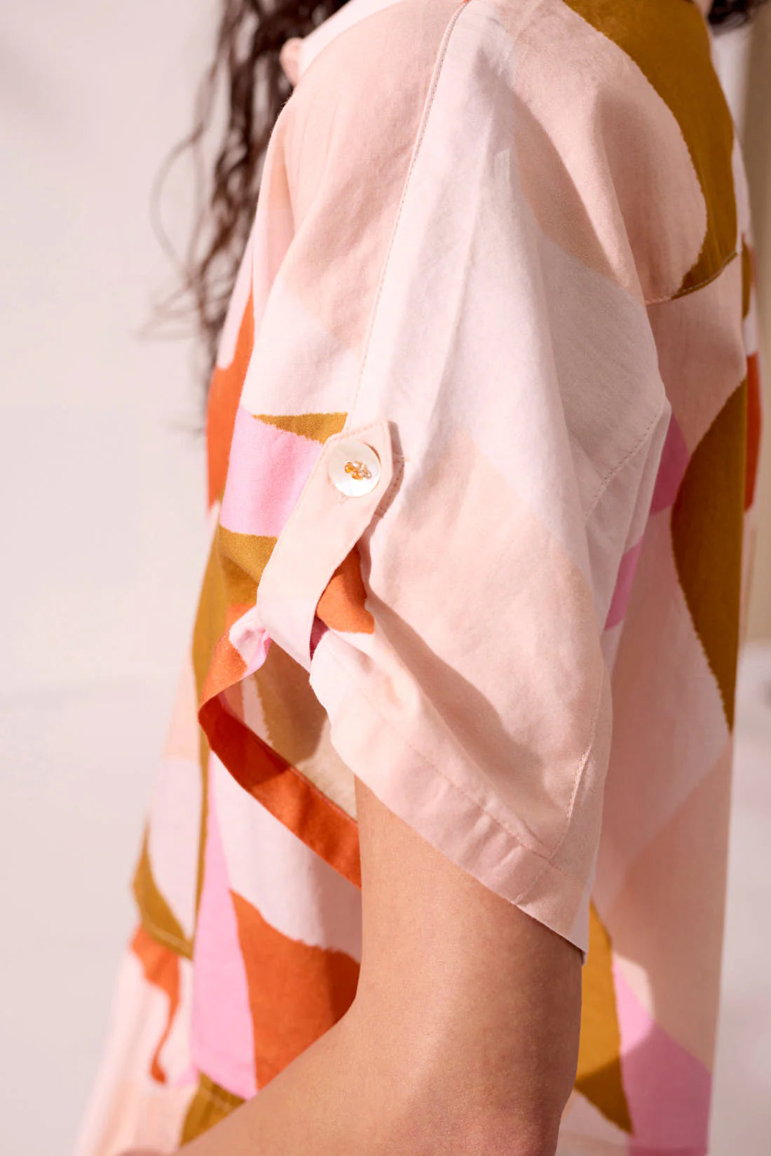 Cropped Short Sleeve Camp Shirt