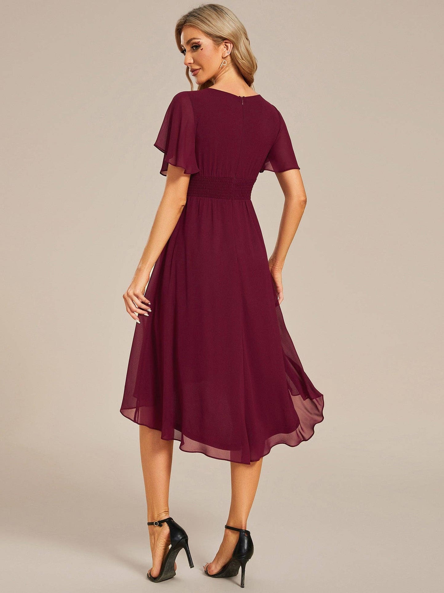 Graceful Pleated Knee-Length Dress
