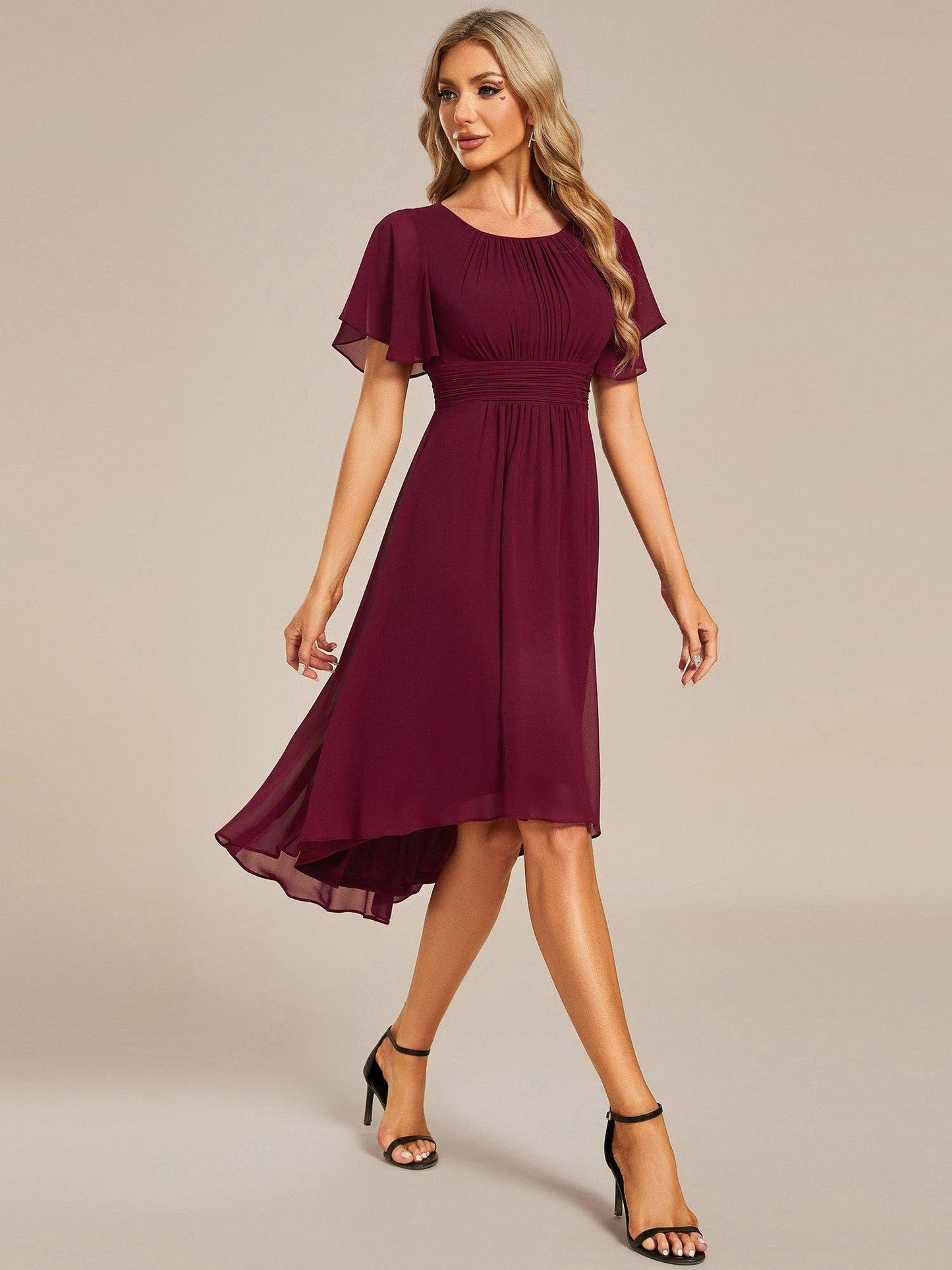 Graceful Pleated Knee-Length Dress