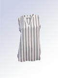 Sleeveless Striped V-Neck Blouse