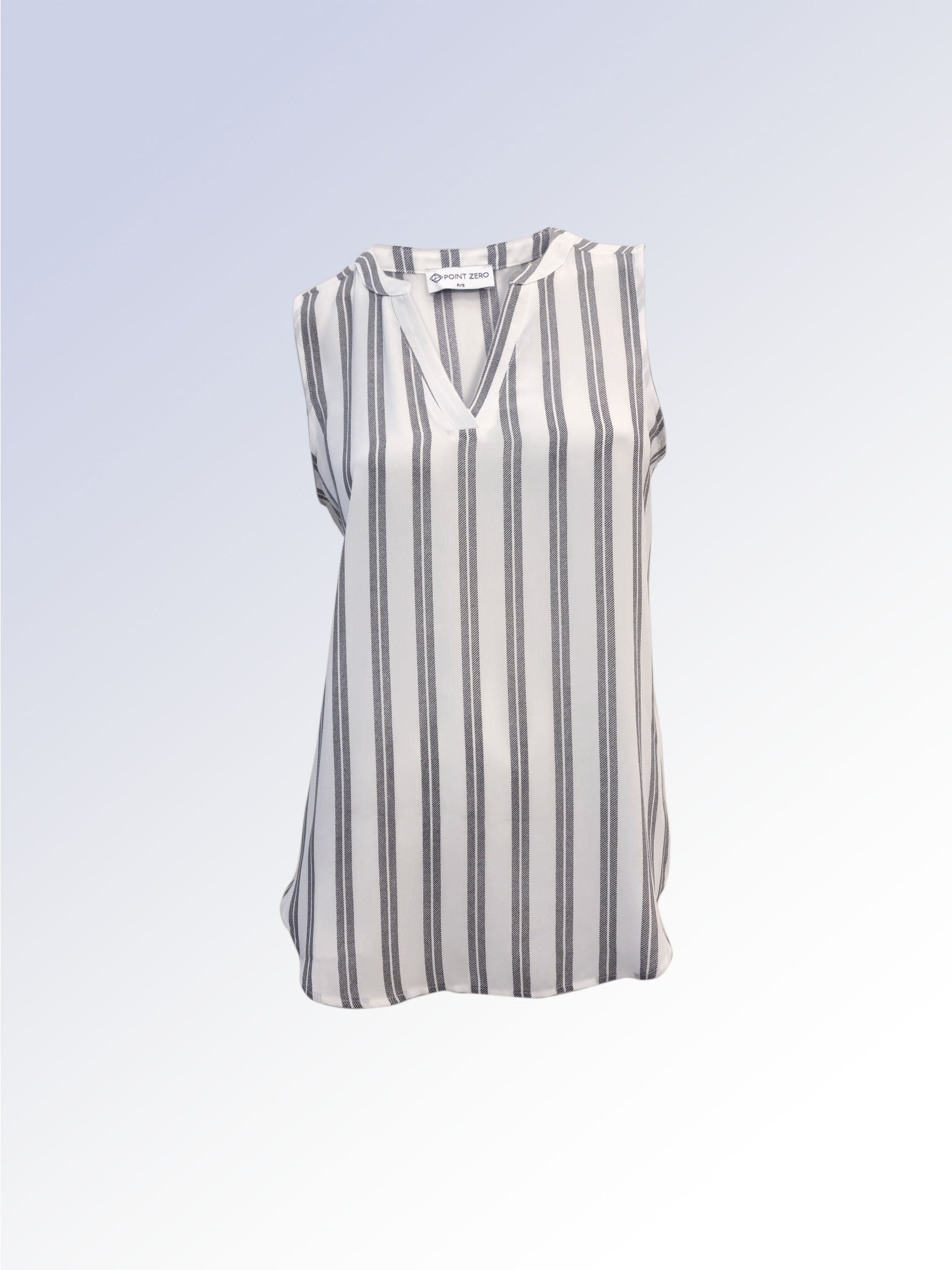 Sleeveless Striped V-Neck Blouse