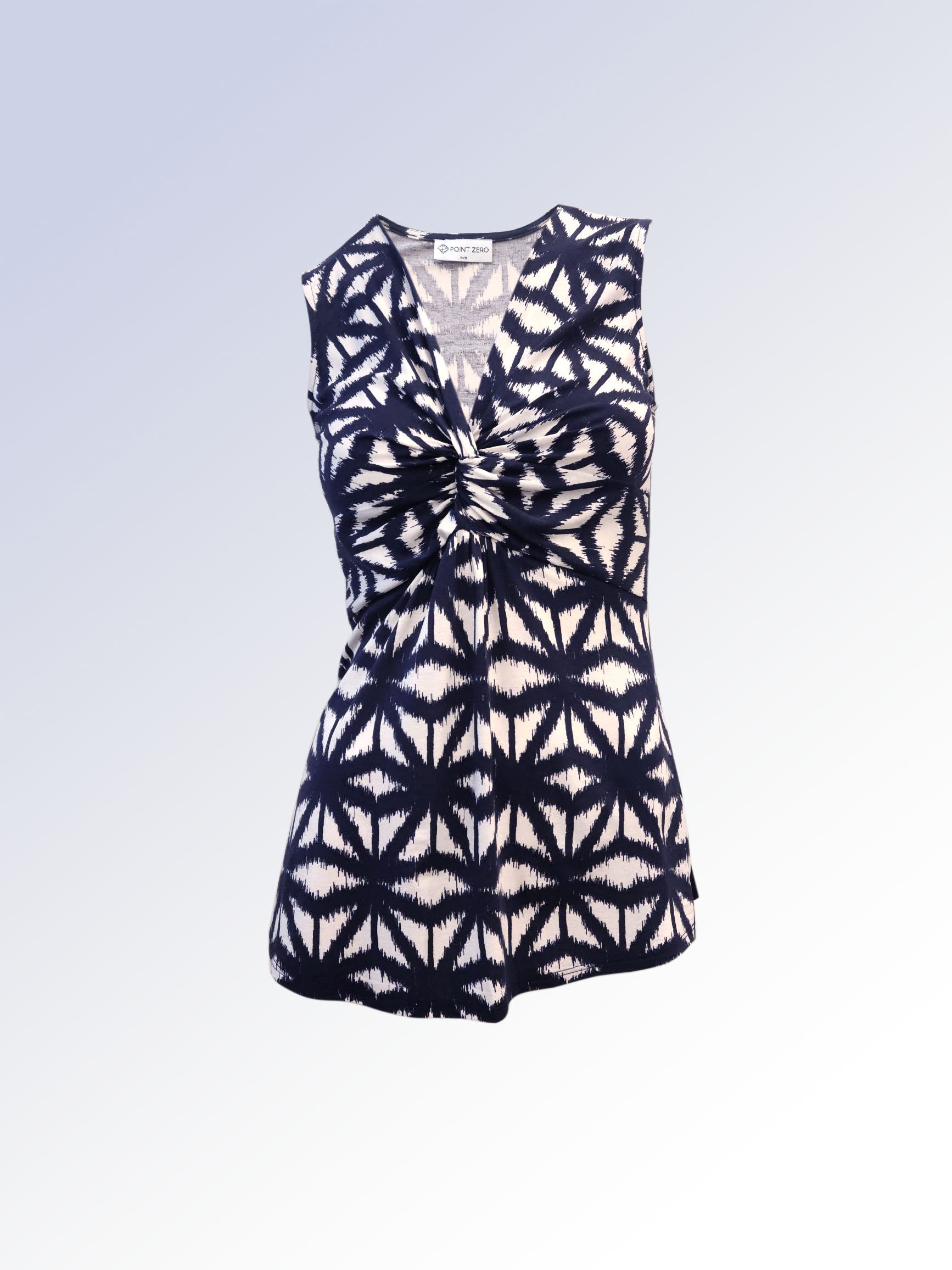 Sleeveless Printed Tie Detail Top