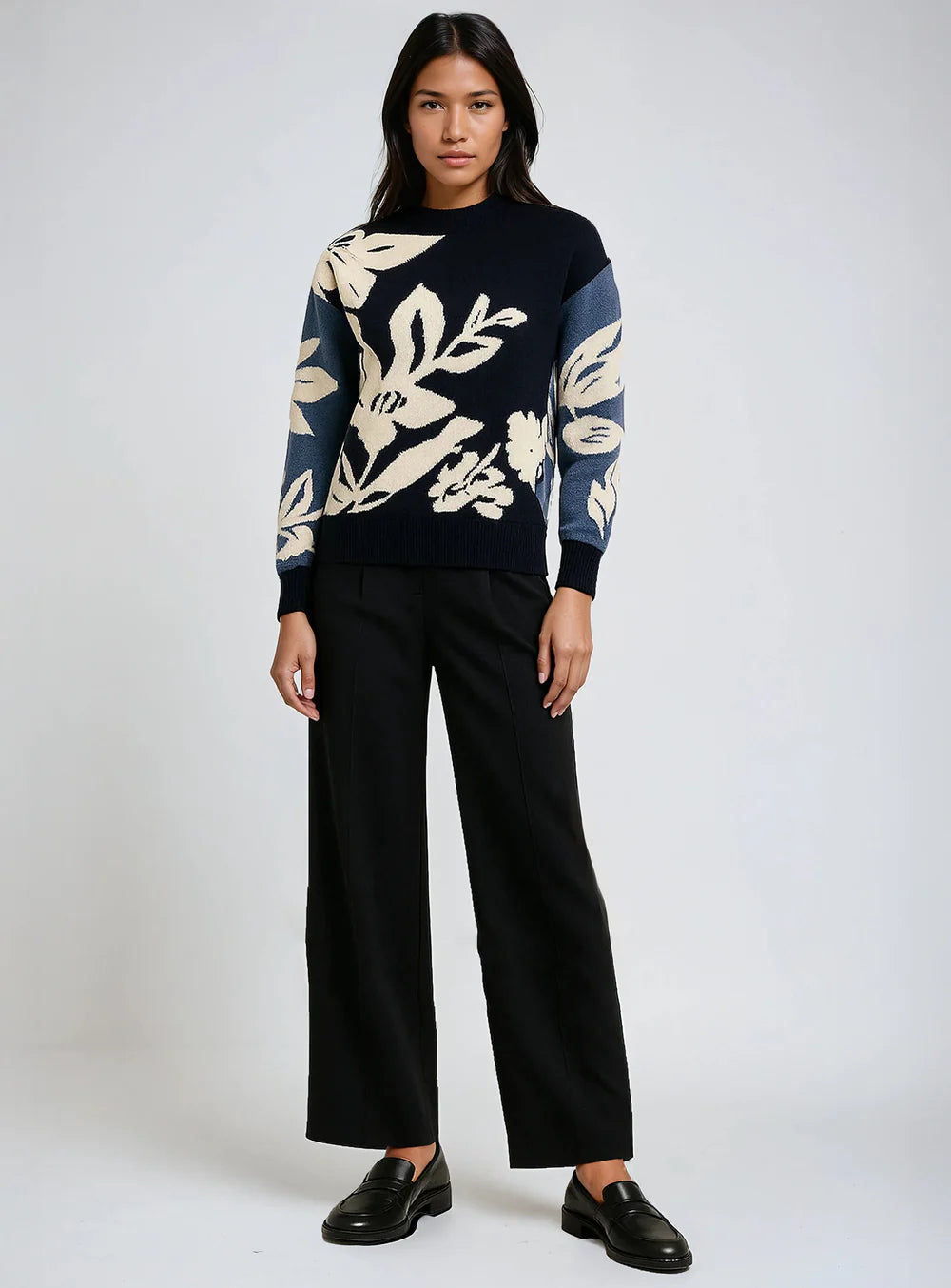Reese Mock Neck Floral Sweater
