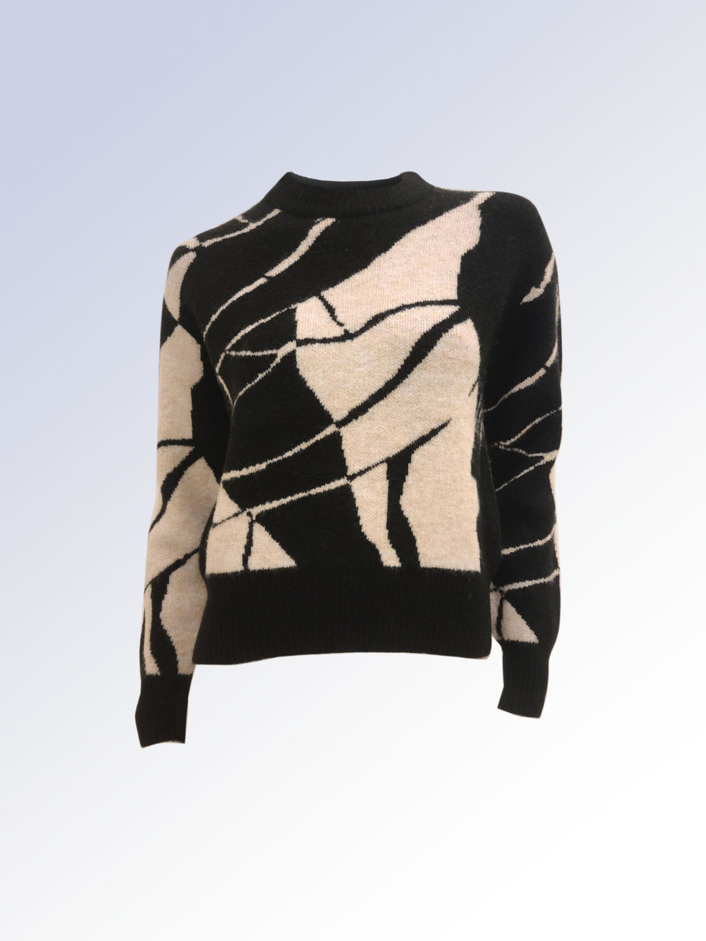 Siena Abstract Jacquard Mock-Neck Sweater