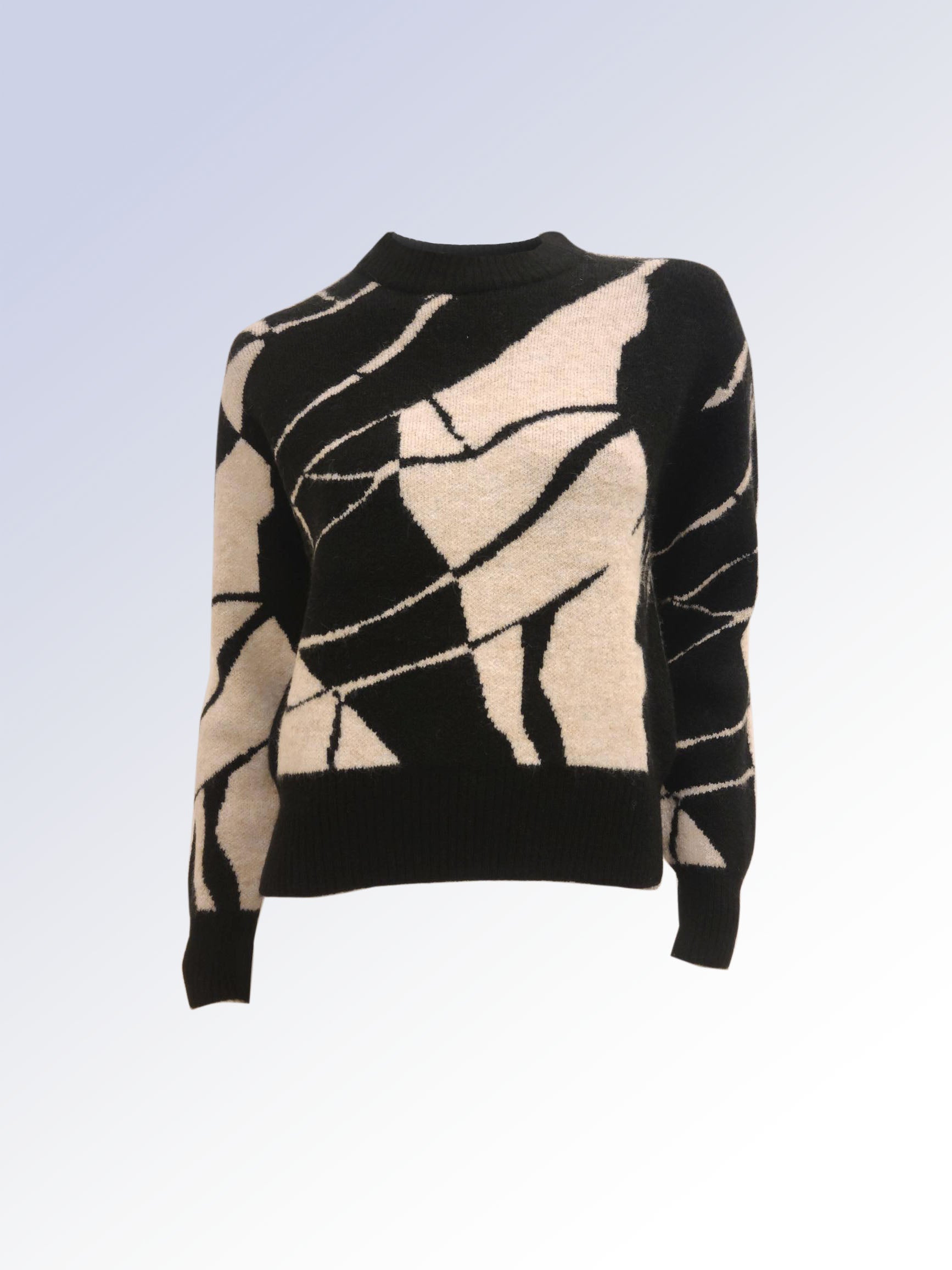 Siena Abstract Jacquard Mock-Neck Sweater