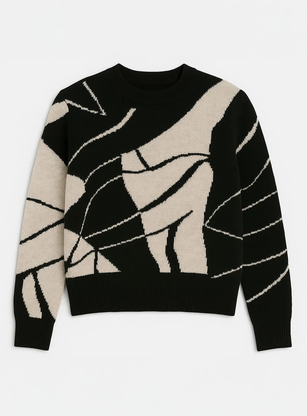 Siena Abstract Jacquard Mock-Neck Sweater