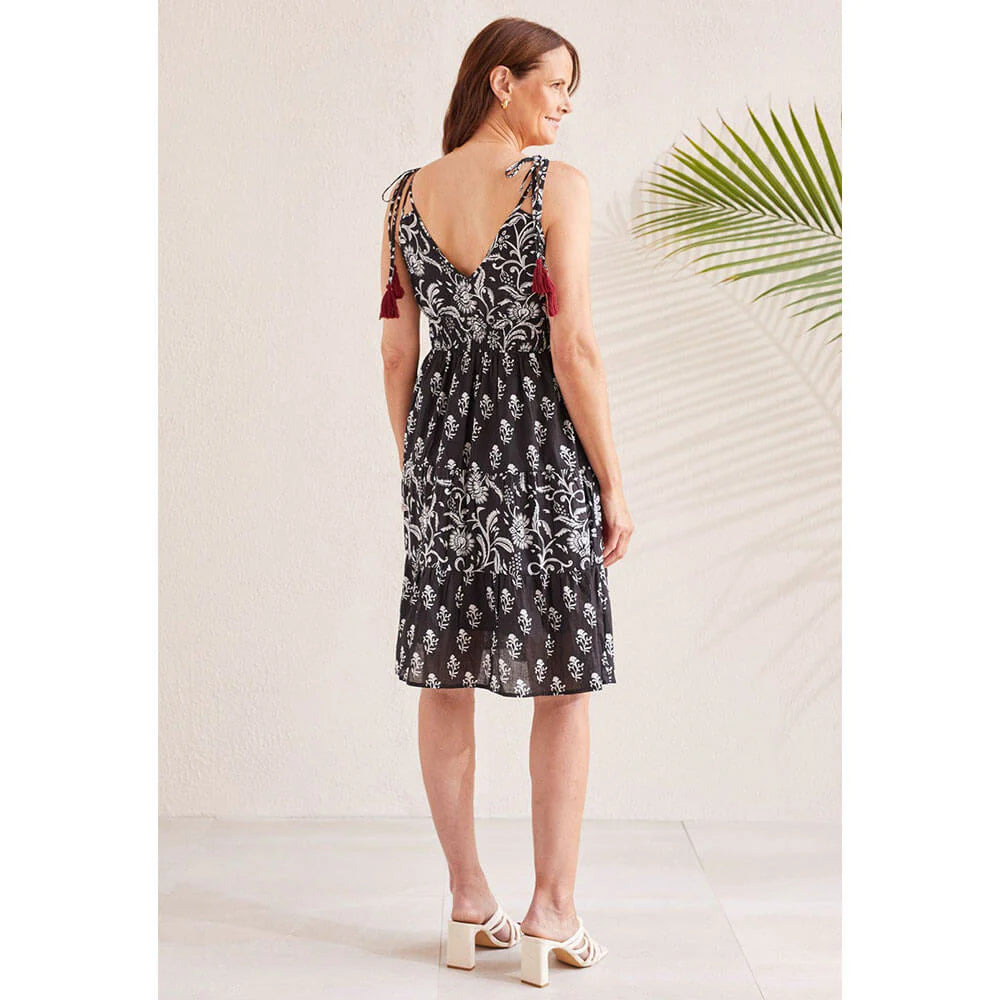 Printed Cotton Tiered Dress