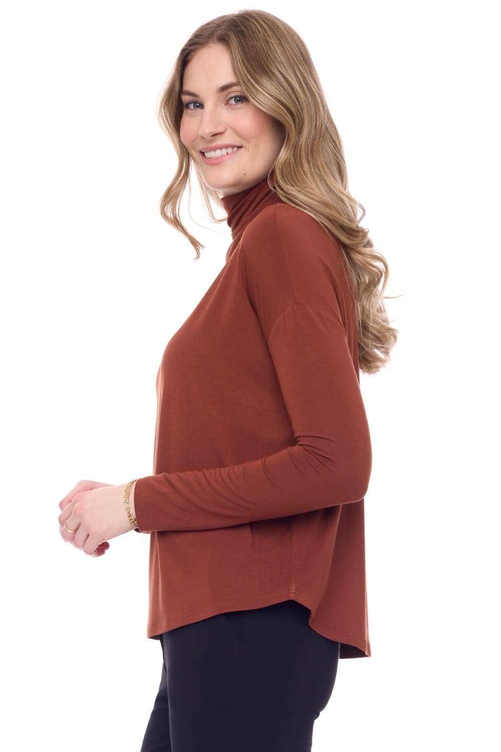 Morgan Solid Knit Jersey Turtleneck