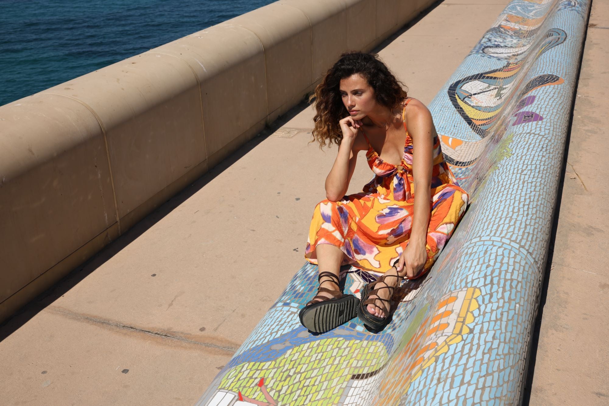 Printed Deep V Maxi Dress