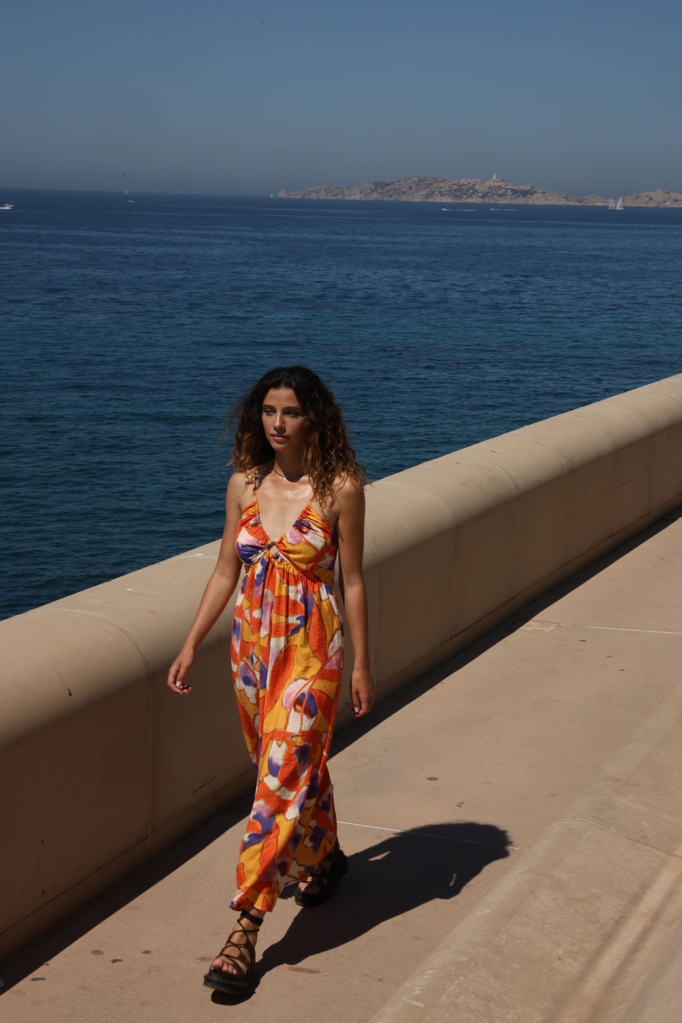 Printed Deep V Maxi Dress