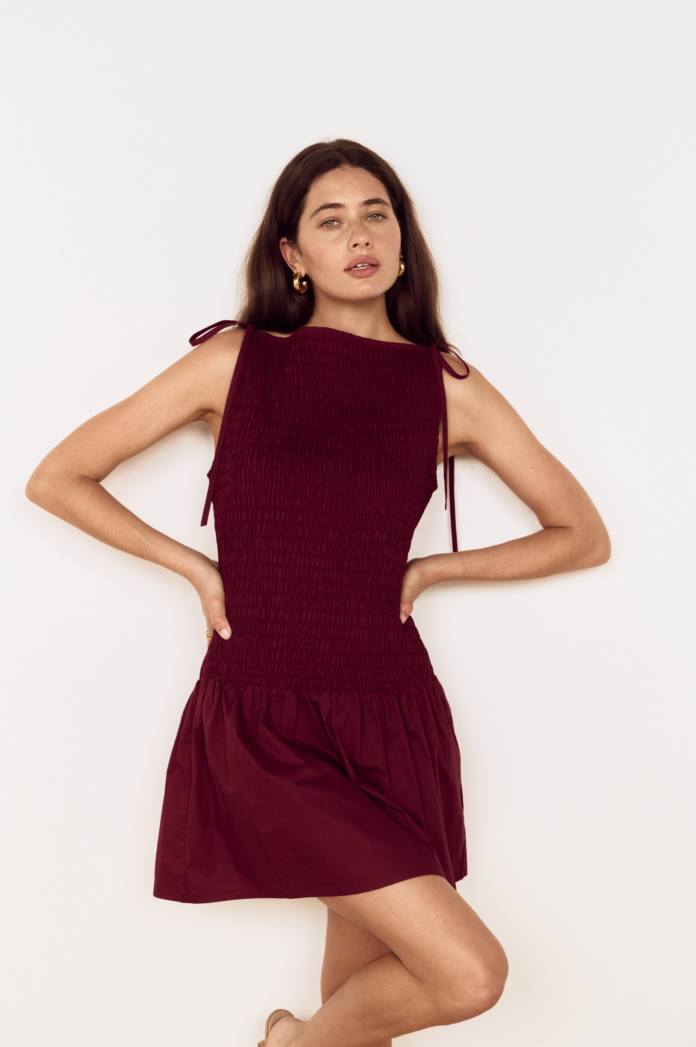 LOLA SHIRRED MINI DRESS