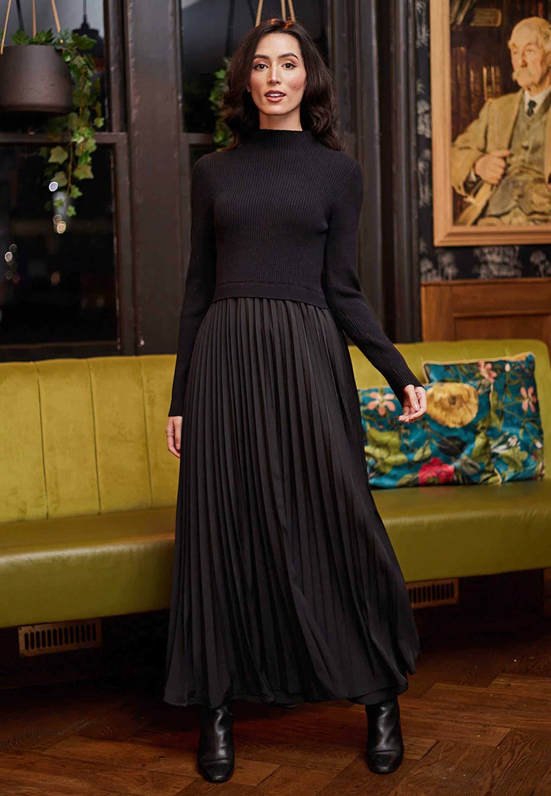 Brompton Knit Top and Pleated Skirt Maxi Dress