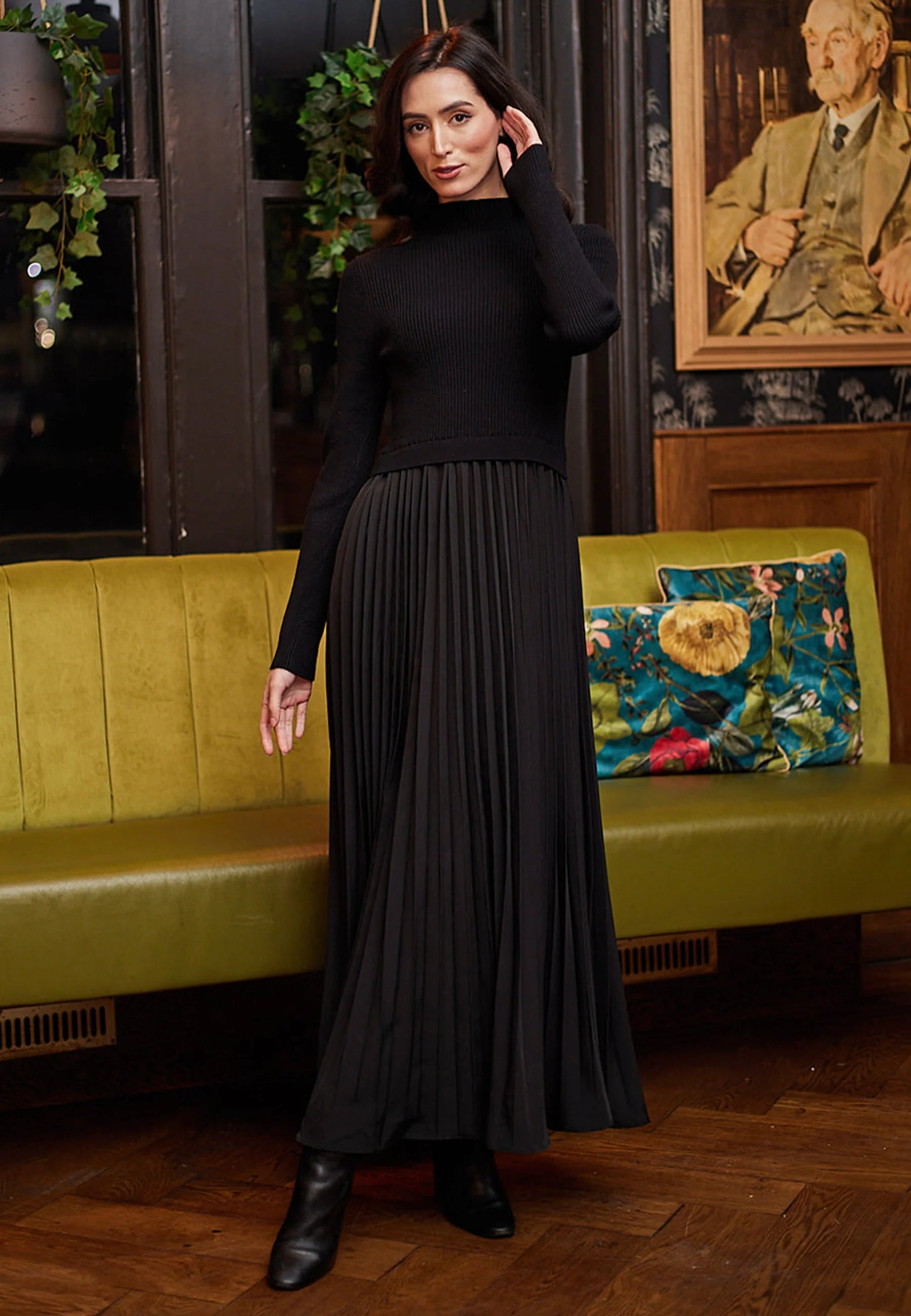 Brompton Knit Top and Pleated Skirt Maxi Dress