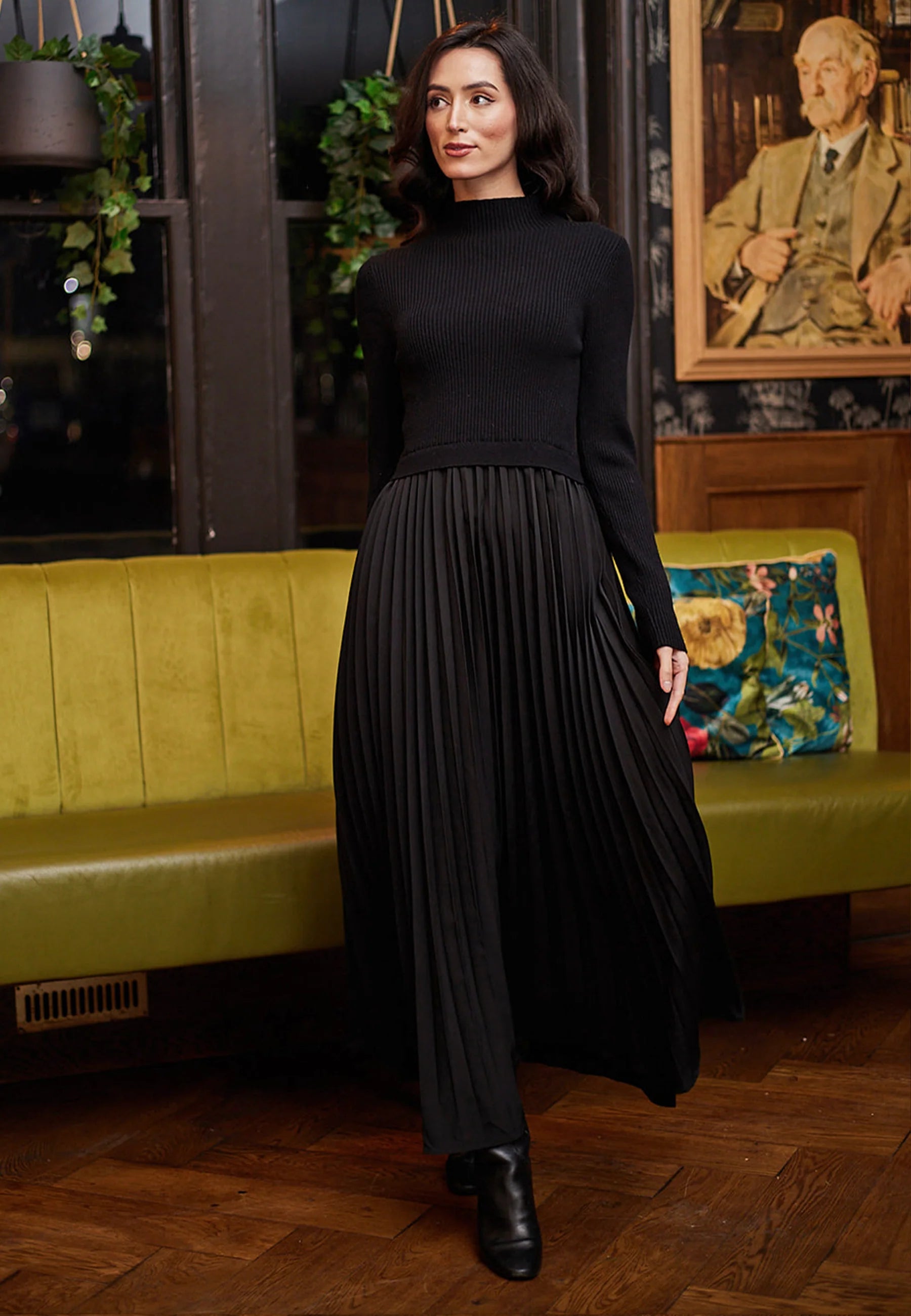 Brompton Knit Top and Pleated Skirt Maxi Dress