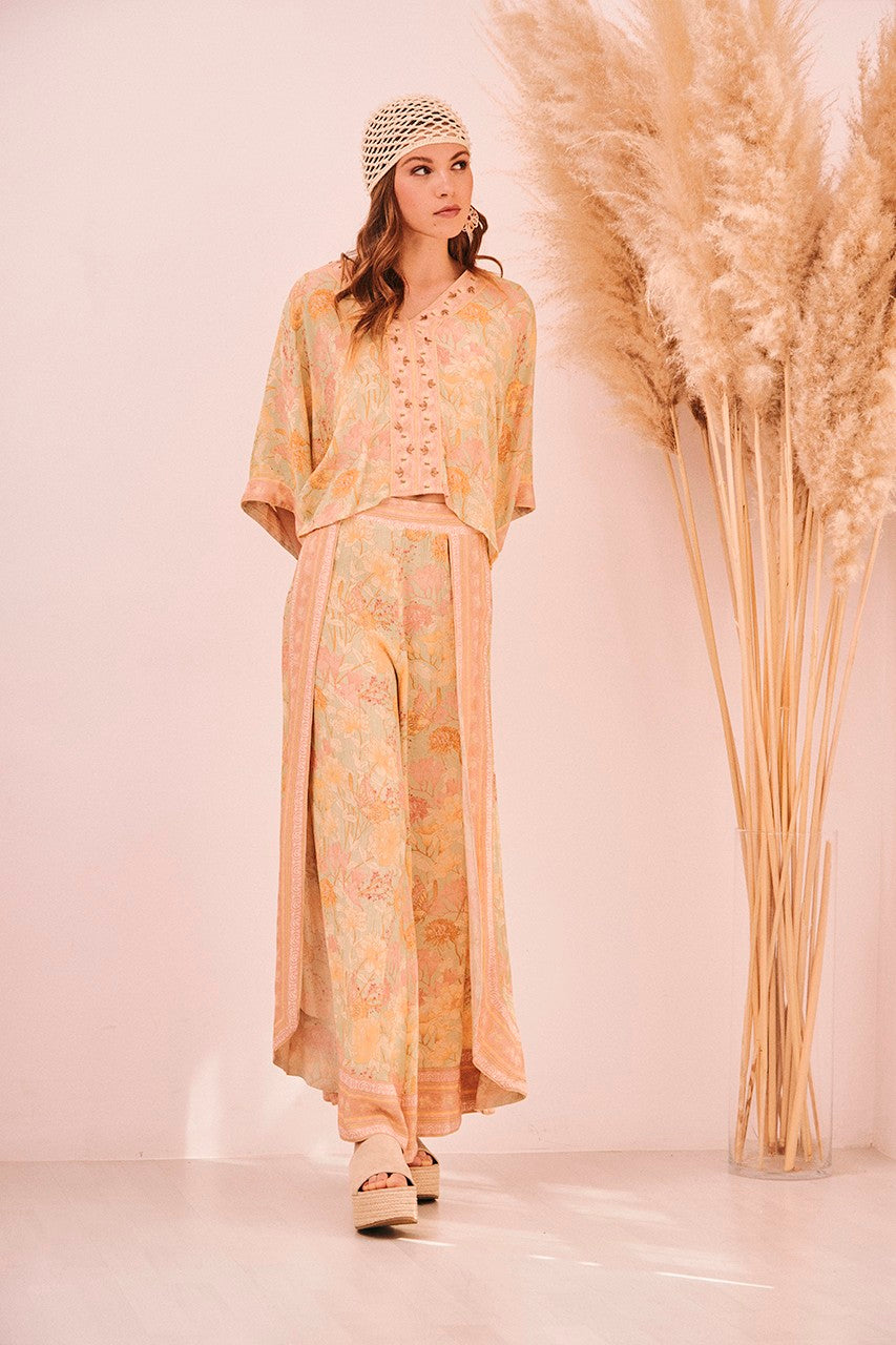 Cropped Butterfly Print Blouse