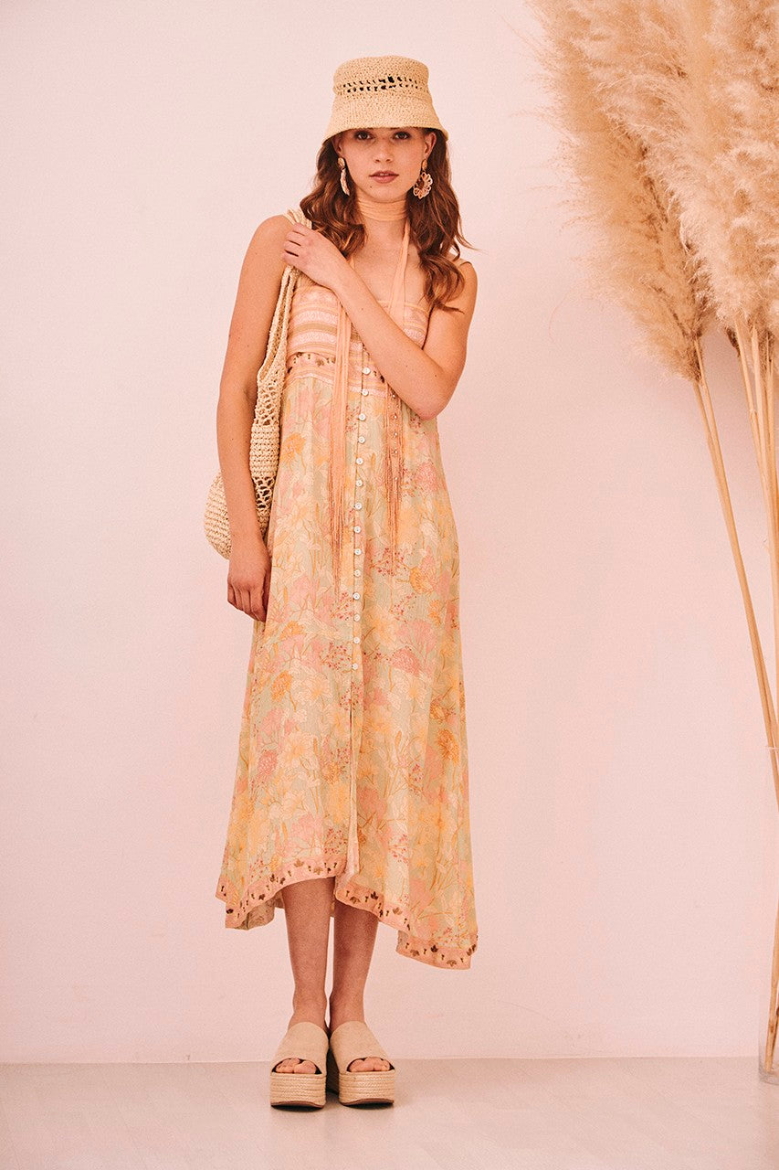 Floral Butterfly Print Midi Dress