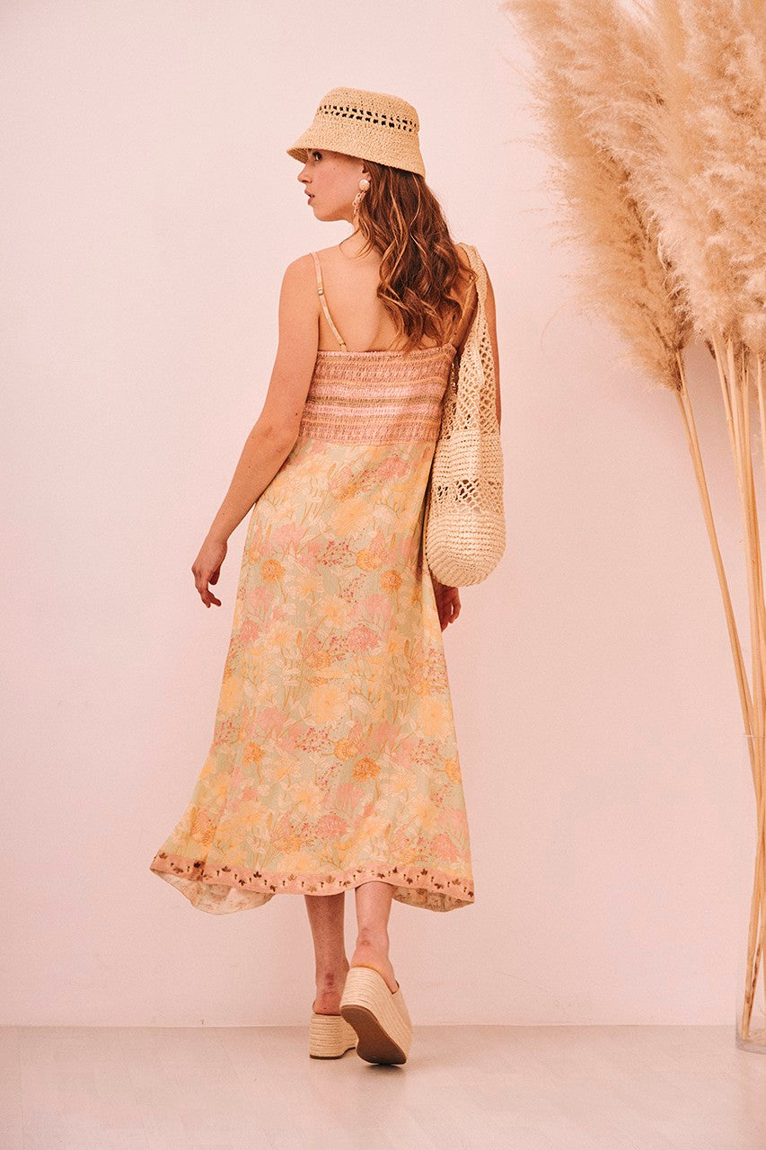 Floral Butterfly Print Midi Dress