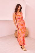 Floral Print Front Cut Out Maxi Dress