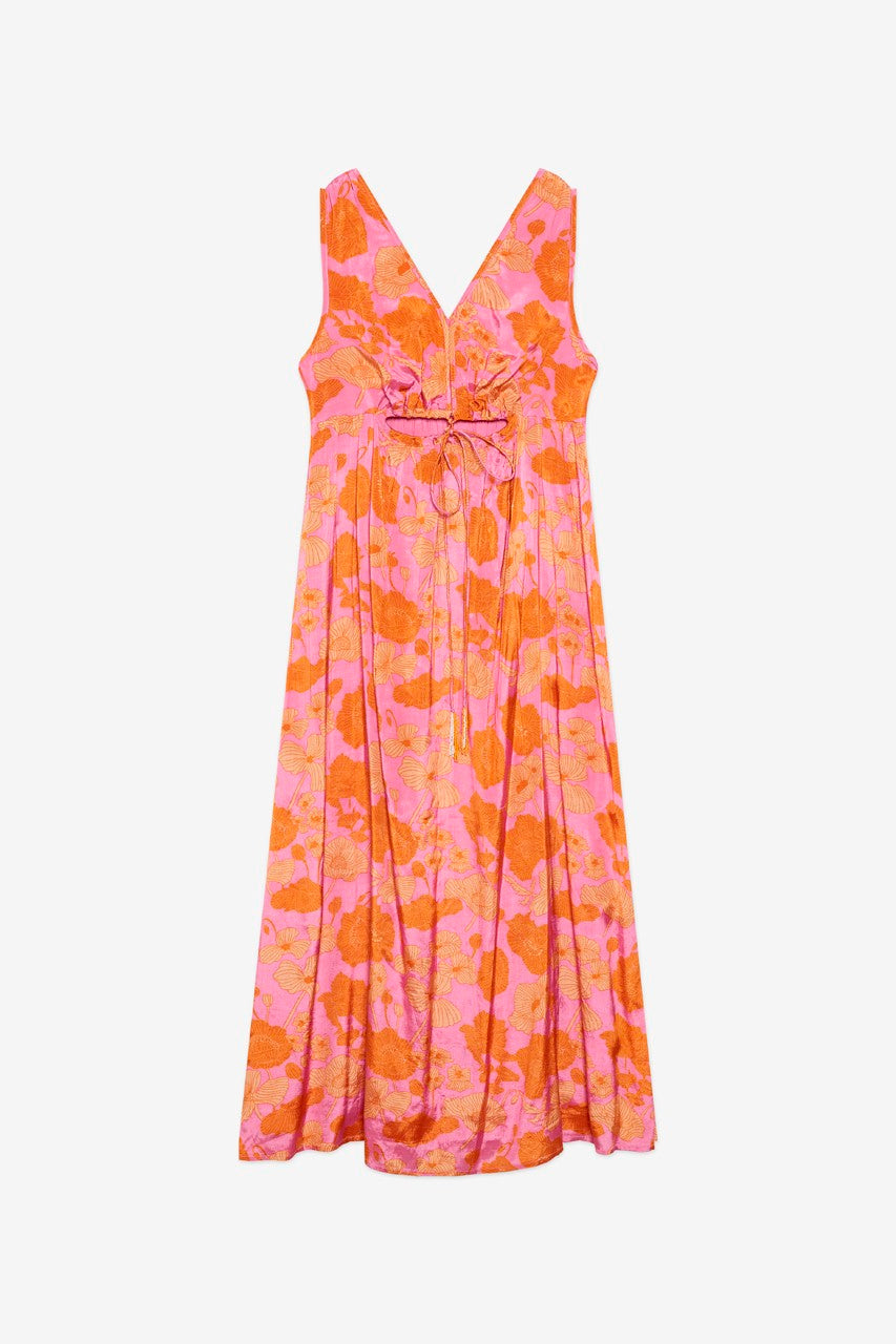 Floral Print Front Cut Out Maxi Dress