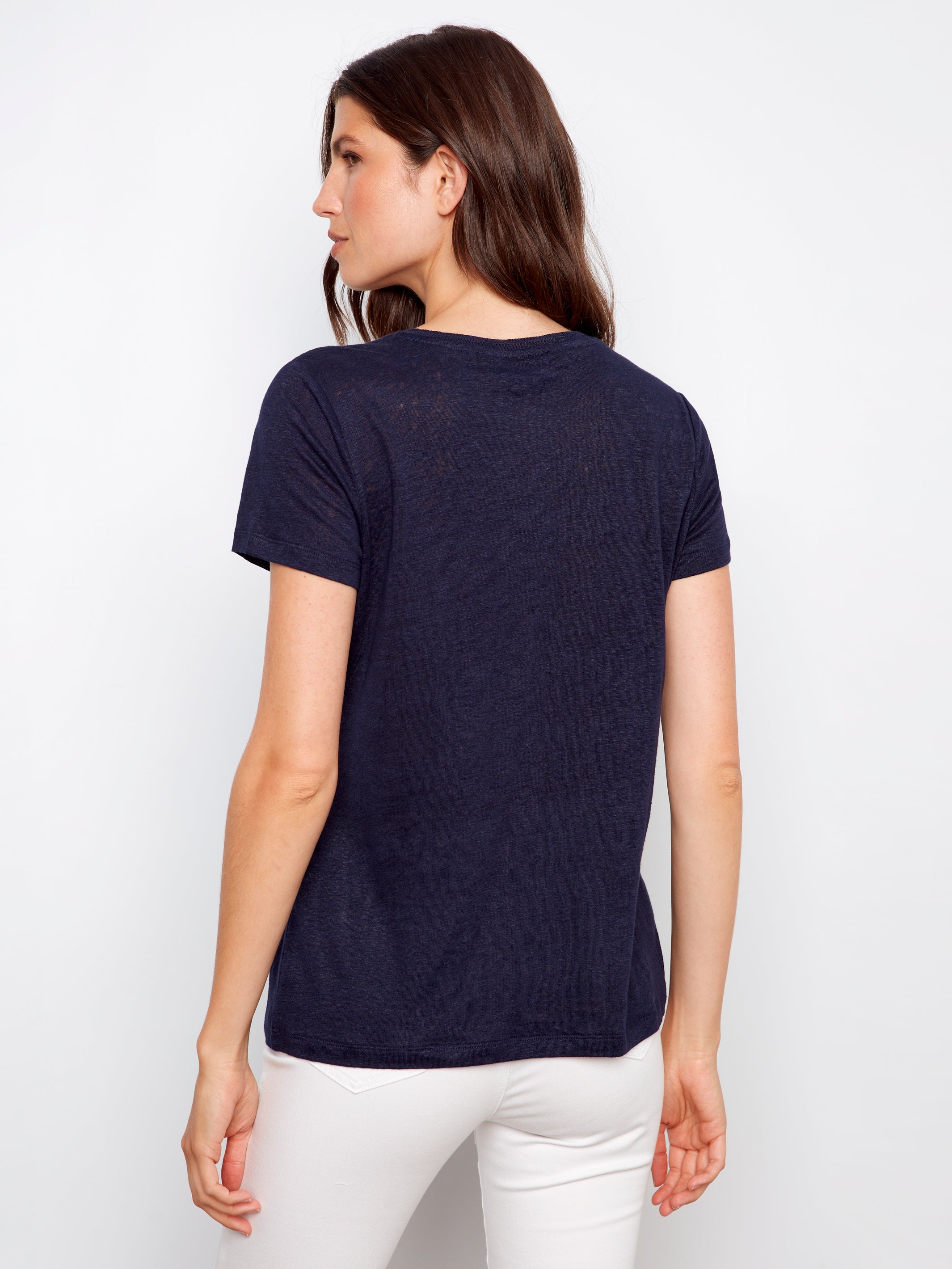 Linen Blend V-Neck T-Shirt