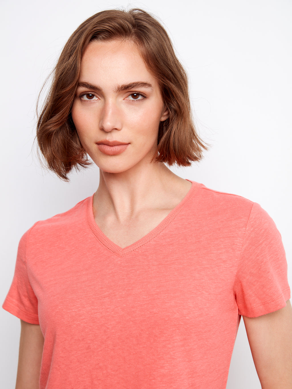 Linen Blend V-Neck T-Shirt