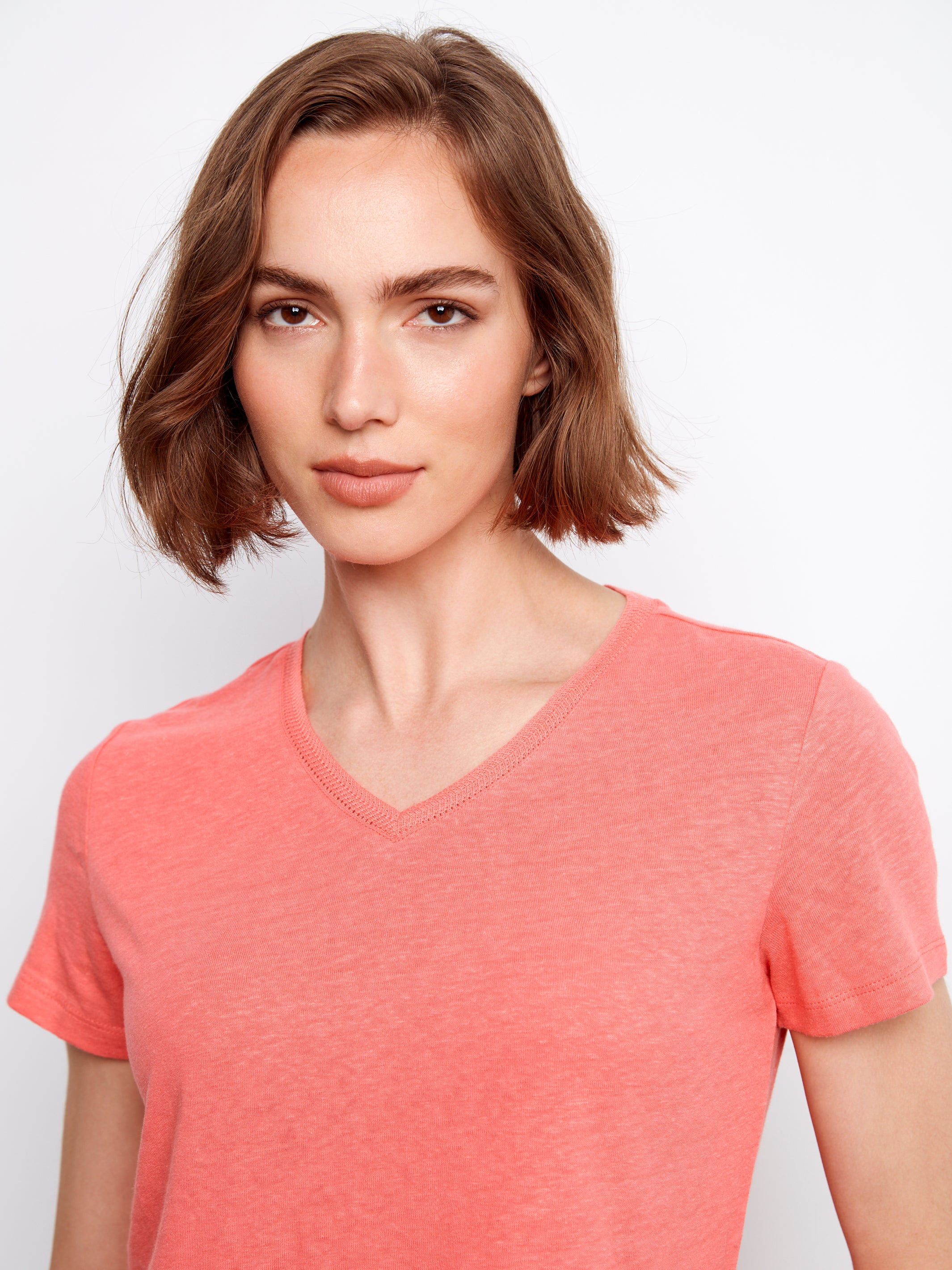 Linen Blend V-Neck T-Shirt