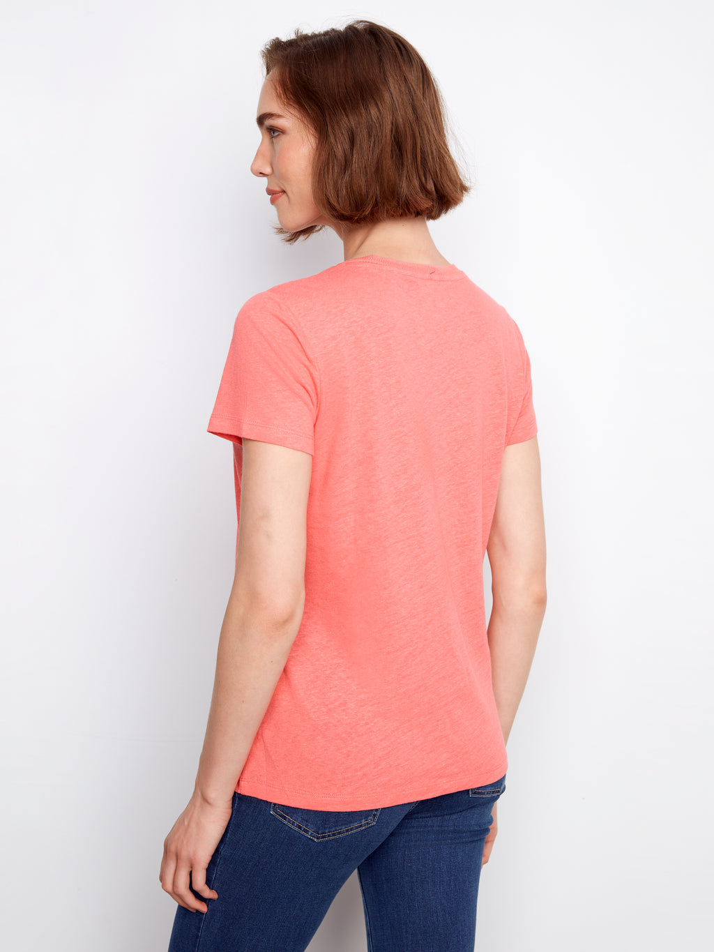 Linen Blend V-Neck T-Shirt