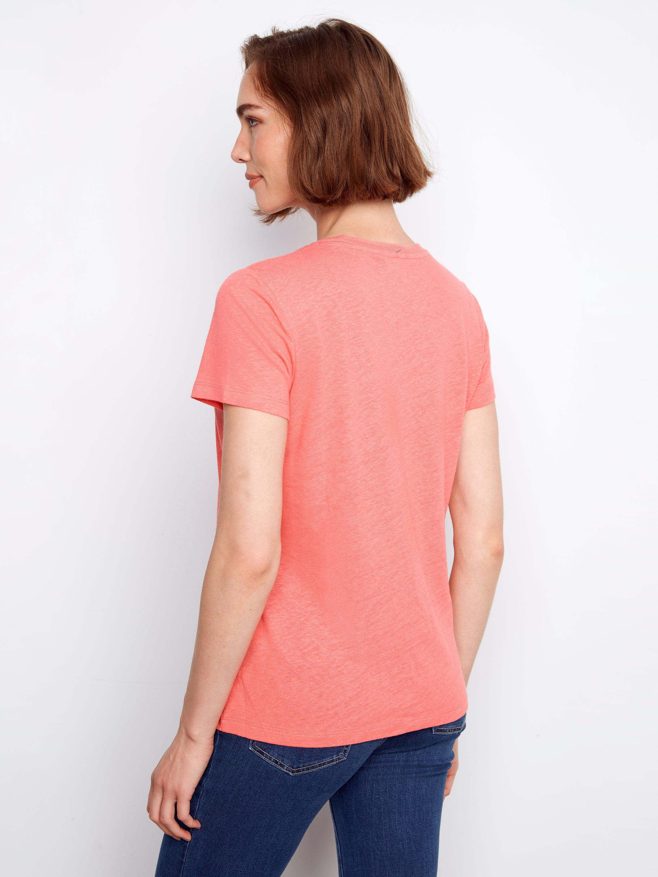 Linen Blend V-Neck T-Shirt