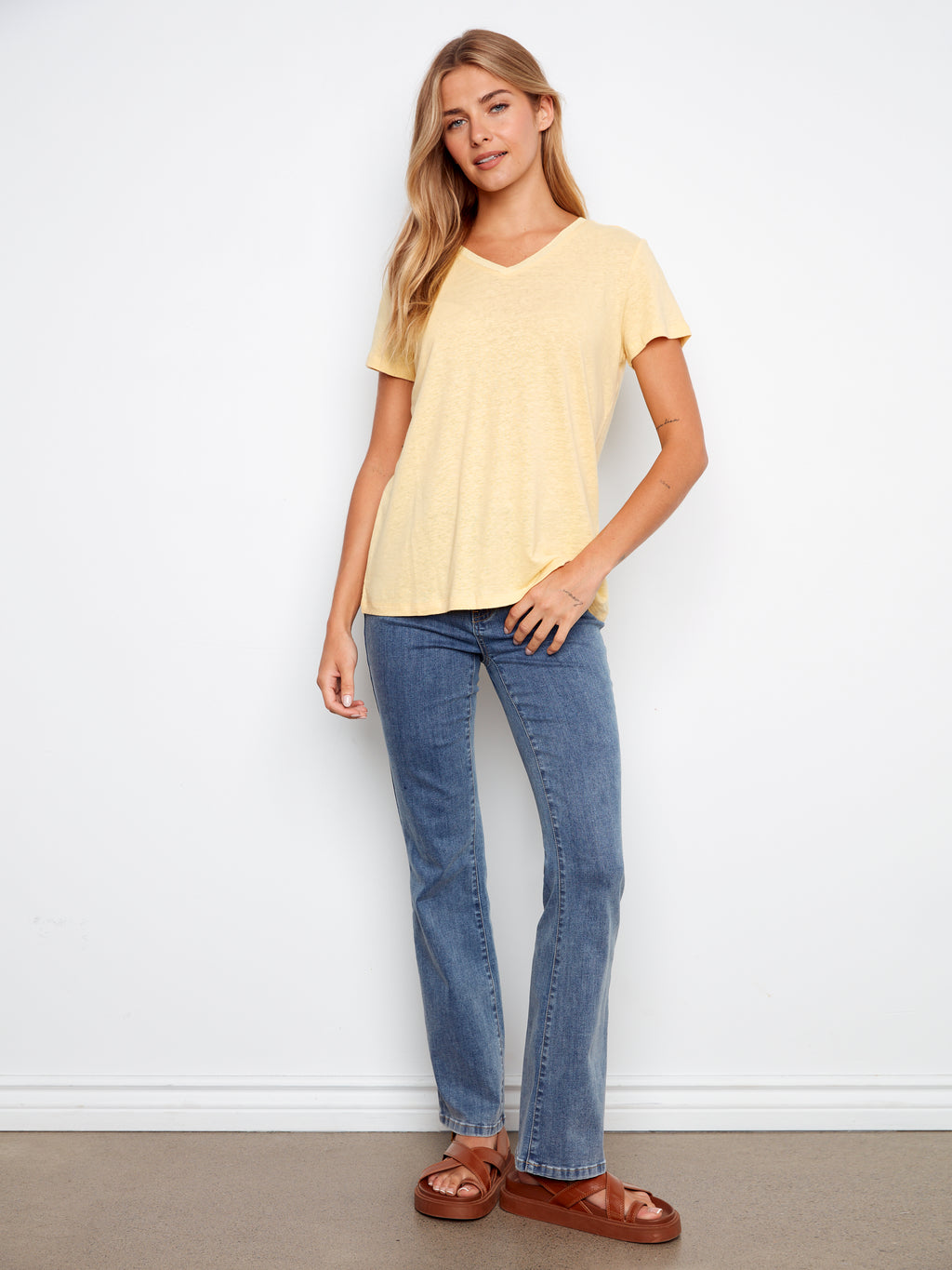 Linen Blend V-Neck T-Shirt