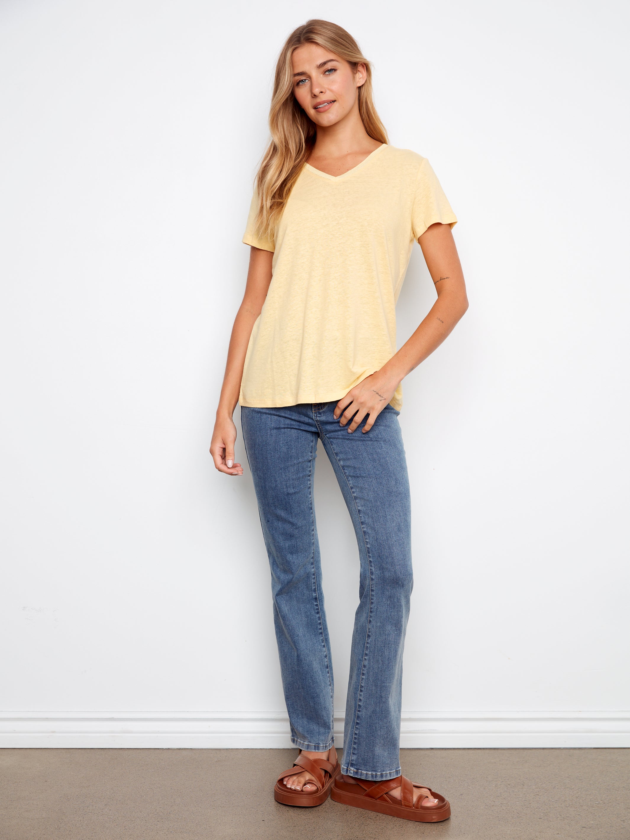 Linen Blend V-Neck T-Shirt