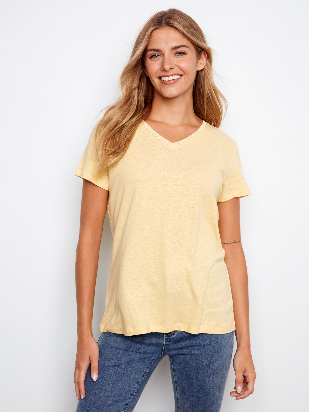 Linen Blend V-Neck T-Shirt