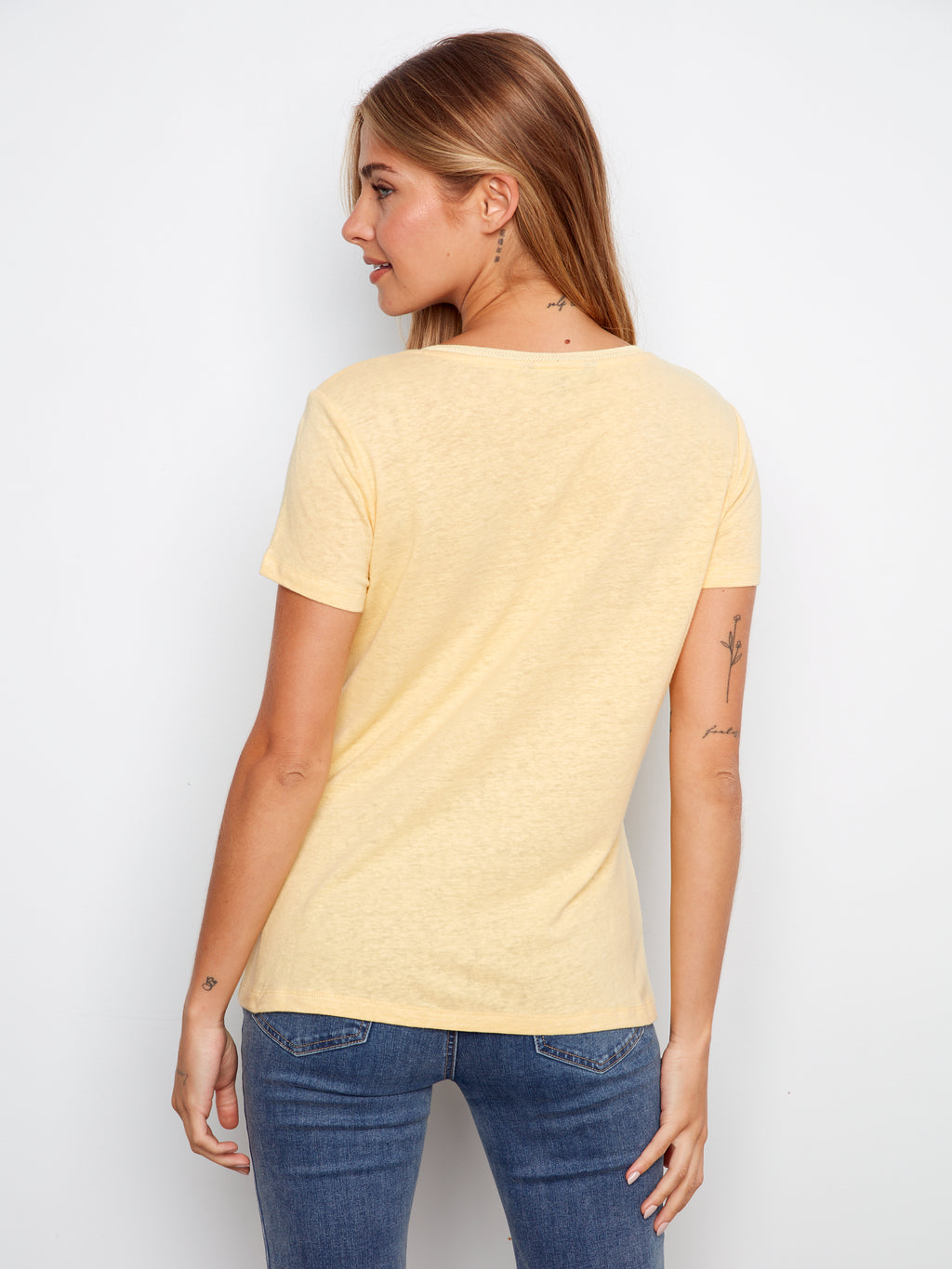 Linen Blend V-Neck T-Shirt