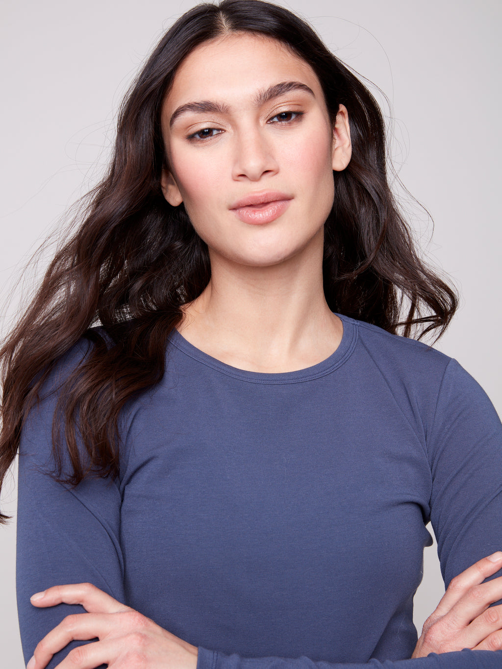 Long Sleeve Crew Neck Interlock Knit Top