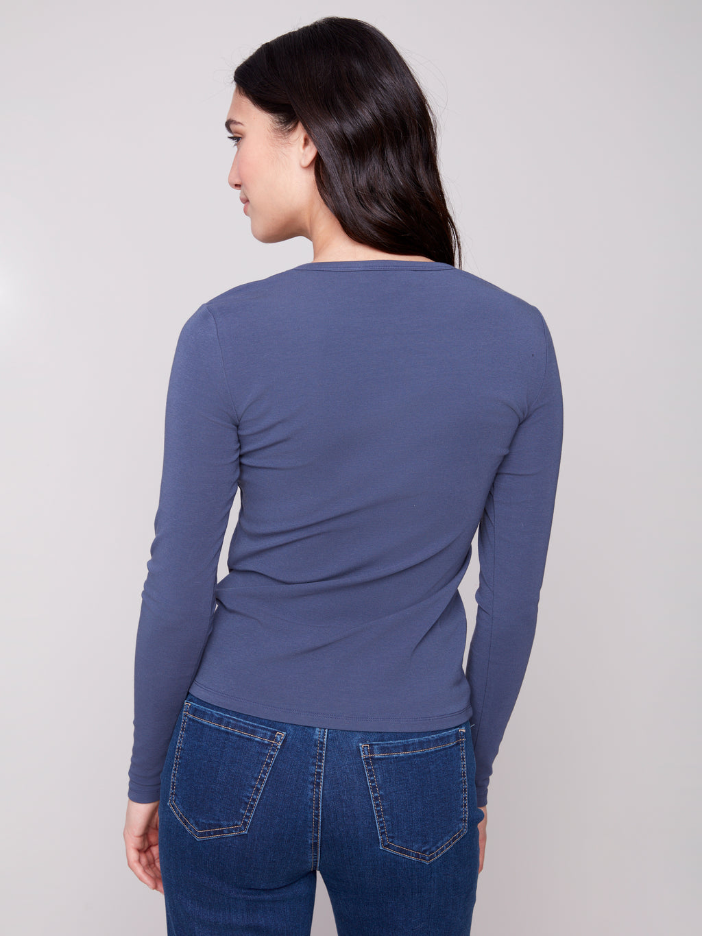 Long Sleeve Crew Neck Interlock Knit Top