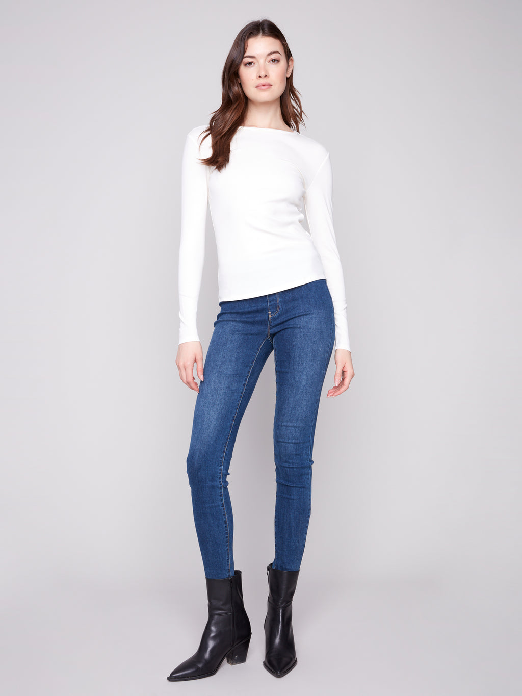 Long Sleeve Crew Neck Interlock Knit Top