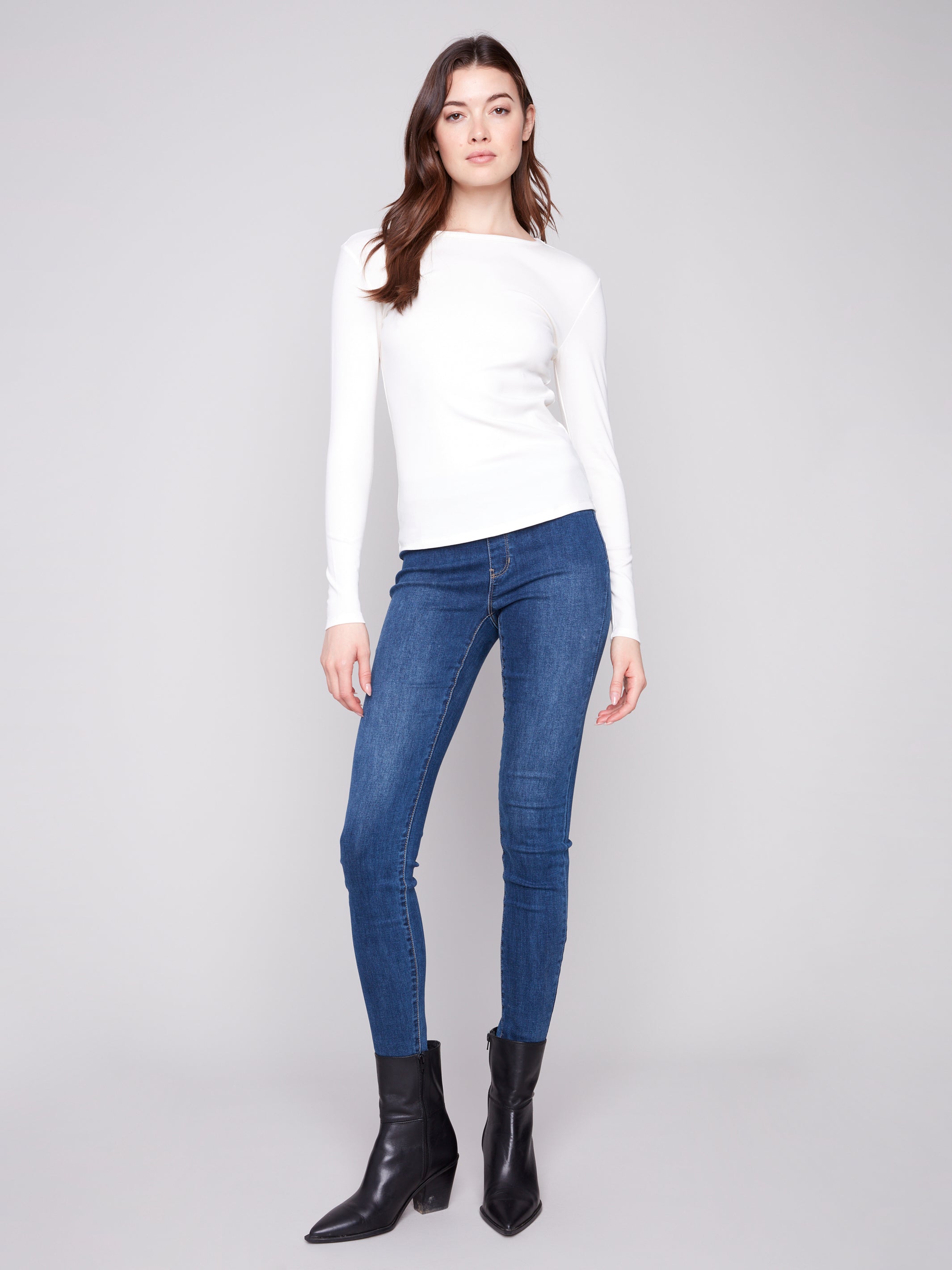 Long Sleeve Crew Neck Interlock Knit Top