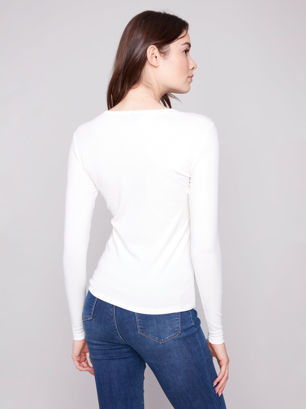 Long Sleeve Crew Neck Interlock Knit Top