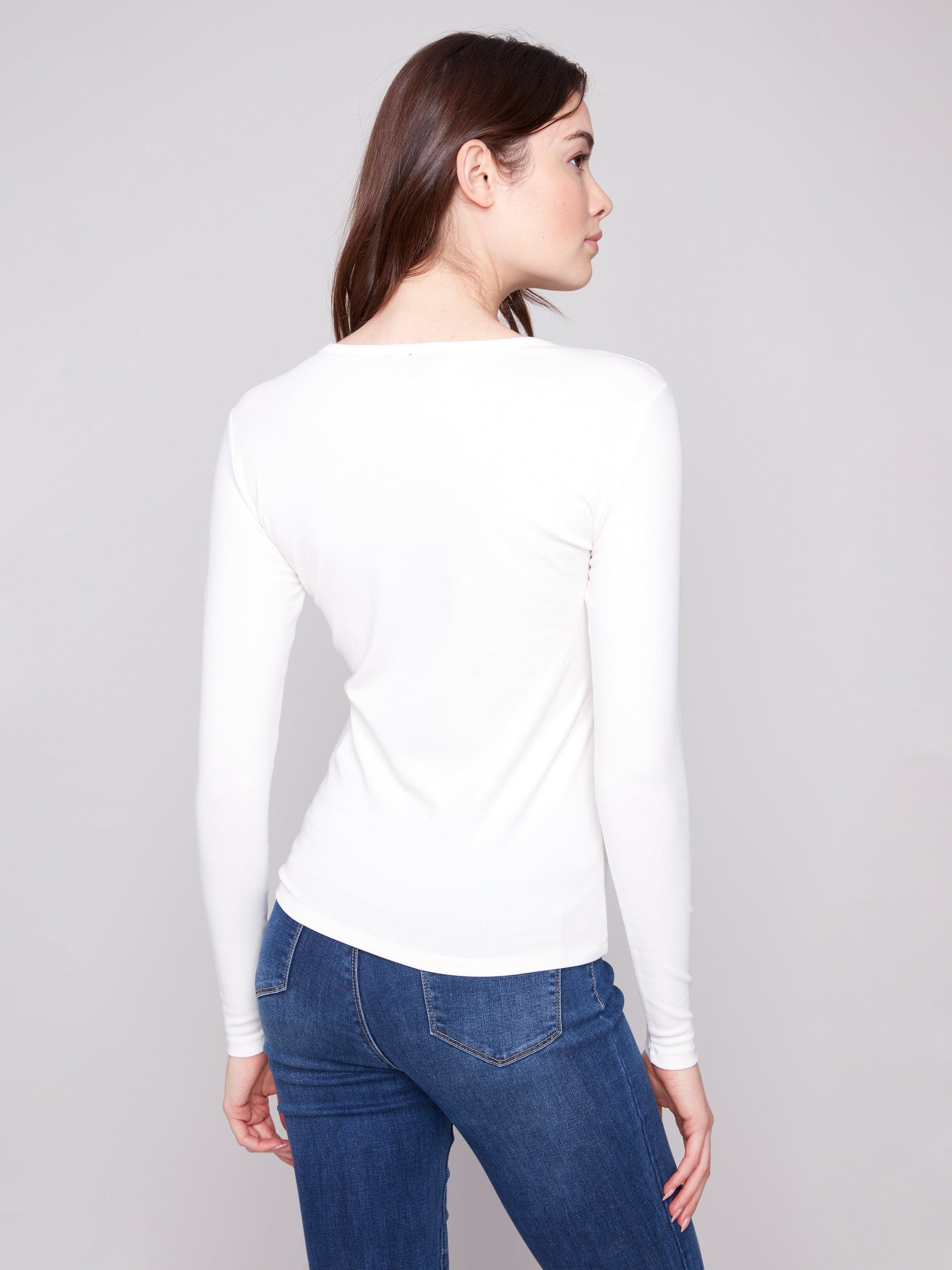 Long Sleeve Crew Neck Interlock Knit Top