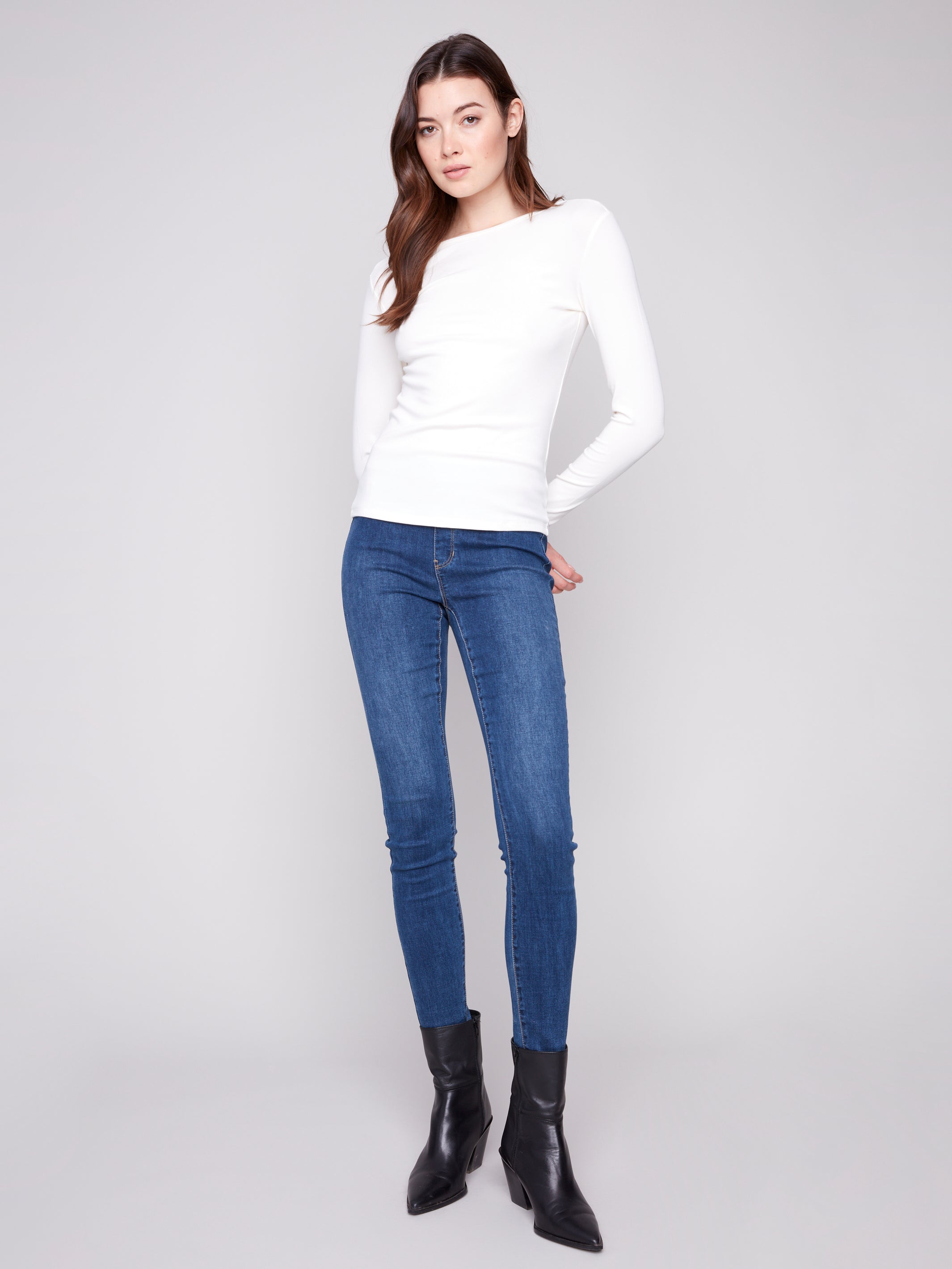 Long Sleeve Crew Neck Interlock Knit Top