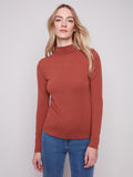 Long Sleeve Mock Neck Fine Rib Top