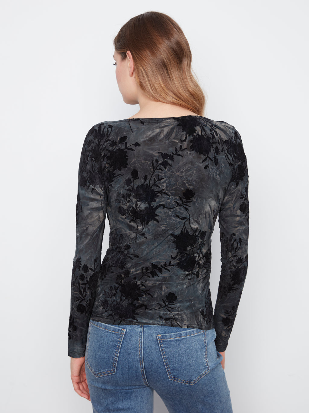 Long Sleeve Boat Neck Top with Side Ruching